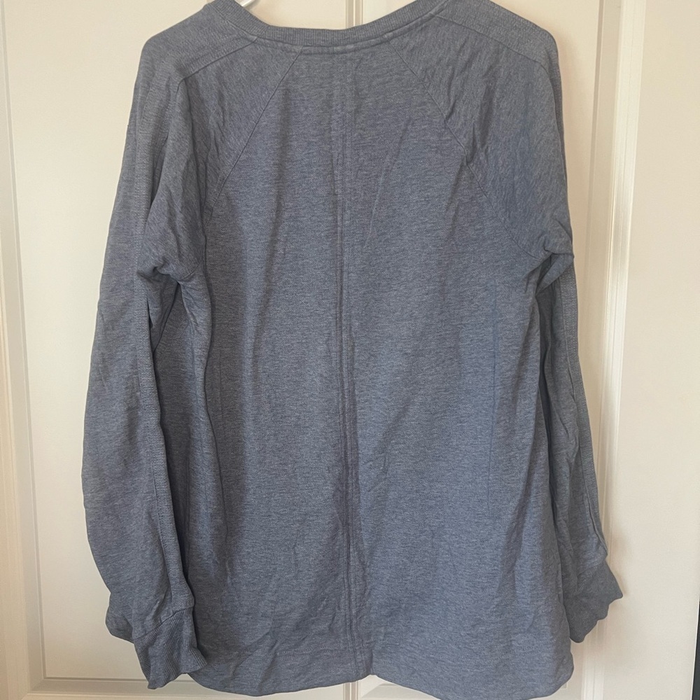 Athleta Sweatshirt Womens M Blue Farallon Terry Pullover Sweats Crewneck Beachy - Picture 9 of 9